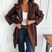 Winter Fashion Wool-Like Coat For Women – Oversized Long Sleeve Trench Coat With Pockets, Double-Breasted & Comfortable (Wine Red/Black/Khaki/Brown)"_ecoleips.com