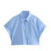 Summer New European And American Style Loose Short Pocket Decoration Poplin Shirt_ecoleips.com