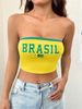Spring/Summer Women's Spicy Style Short Bandeau Top American Print Casual Sleeveless Graphic Tee in Solid Color_ecoleips.com
