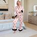 Women's Clothing Women's Fleece-Lined Button-Down Pajama Set – Stylish 3D Print, Loose-Fit Lounge Wear For Fall (S-6XL, 29 Trendy Colors)_ecoleips.com