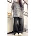 Black And Gray Non-tight Jeans Women, New Plus-size High-waisted, Hip-covering, Drapey, Slightly Flared Wide-leg Pants_ecoleips.com