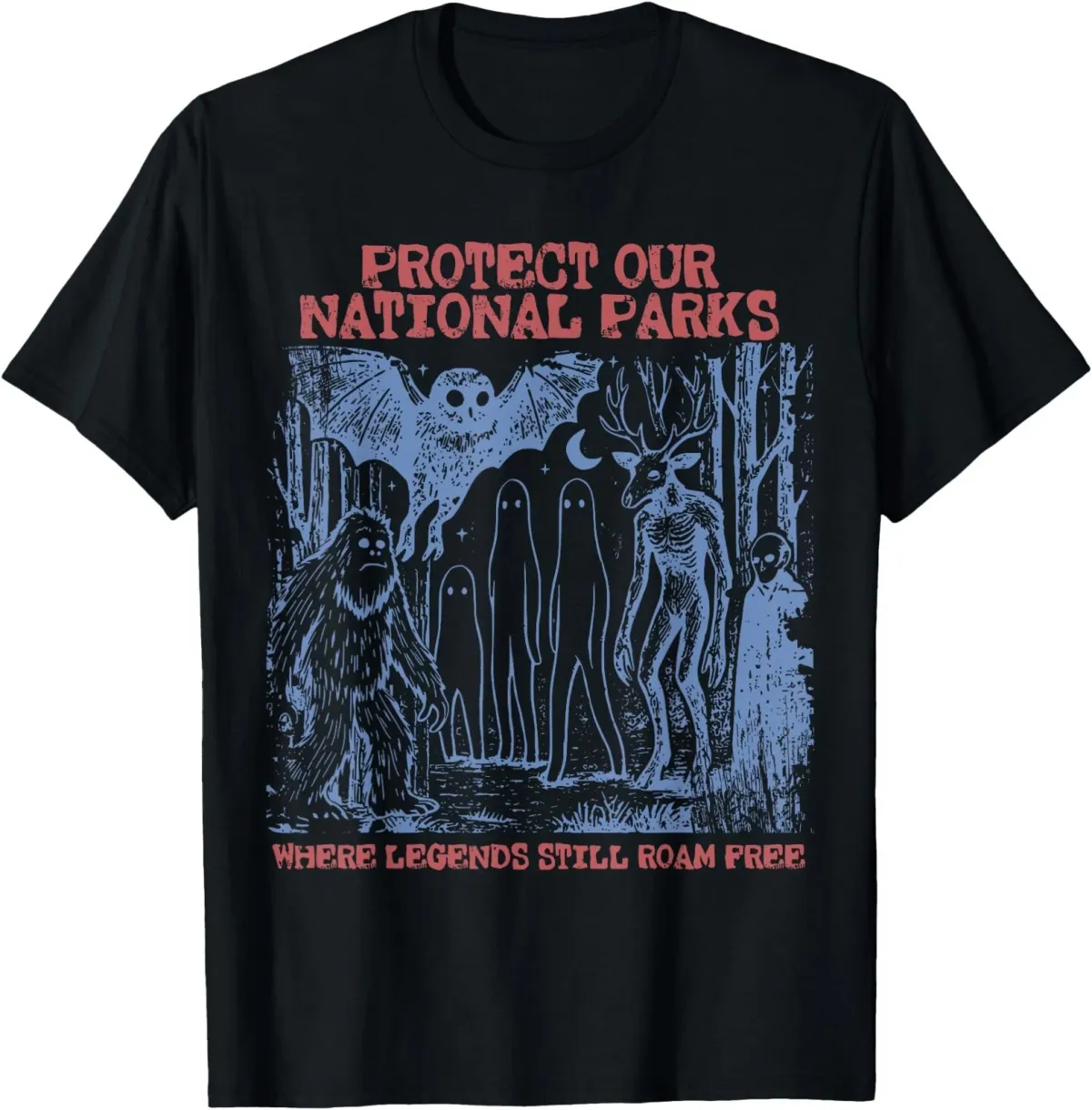 Women's T-Shirts Protect Our National Parks Mothman Cryptid Weirdcore Horror T-Shirt_ecoleips.com
