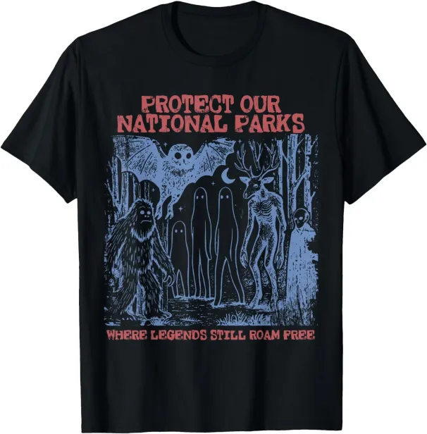 Women's T-Shirts Protect Our National Parks Mothman Cryptid Weirdcore Horror T-Shirt_ecoleips.com