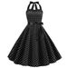 Retro Polka Dot Halter Neck Bodycon Midi Dress - Bustier Corset Waist & Flared Skirt For Women_ecoleips.com