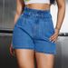Women's Clothing New Fashion High-Waisted Flounce Hem Denim Shorts For Women – Retro & Versatile Summer Casual Shorts (Light Blue & Dark Blue)_ecoleips.com
