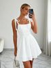 Pure Desire Style Women's Dress, Slim Fit, White, Suspenders, Daily Commute_ecoleips.com