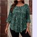 Plus Size Women's Paisley Print Long Sleeve Button-Down Blouse - Loose Fit Casual Tunic Top For Autumn & Winter (Green, Grey)_ecoleips.com