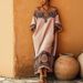 Bohemian Floral Print Maxi Dress For Women, Flowy Vacation Dress With Elegant U-Neck, Lightweight Breathable Tr Beach Dress, Relaxed Fit Midi Dress_ecoleips.com