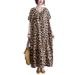 Vintage Inspired V-Neck A-Line Dress, Summer Polyester Flowy Midi Dress With Leopard Print, Casual Elegant Swing Dress For Women_ecoleips.com