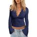 Wish's Popular Fashion V-neck Base Shirt, European And American Women's Clothing, Sexy Long-sleeve Slim-fit Top With_ecoleips.com
