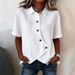 Women's Casual Asymmetrical Shirt – Stylish Solid Color Oversized Blouse For Everyday Wear_ecoleips.com