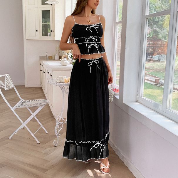 DiYun Vacation Casual Seaside Atmosphere Fashion Two-Piece Set For Women 2025 Summer Mini Camisole Skirt_ecoleips.com