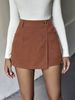 cross-border European And American Fashion High-waisted Slit Short Skirt Shorts Casual Solid Color Pant-skirt_ecoleips.com