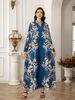 Muslim Women's Robe Elegant Printed Long Skirt Dress_ecoleips.com
