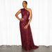 Women's Clothing Women's Bodycon Dress Wine Red Pleated Fishtail Maxi With Tie Waist Style For Vacation For Formal & Casual For Women_ecoleips.com