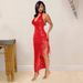 Women's Clothing halter neck deep V tassel sleeveless party sequin dress sexy irregular sequin dress for women_ecoleips.com