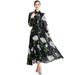 Elegant Floral Print Maxi Dress With Belt, Long Sleeve A-Line Dress For Women, Vintage-Inspired Fall Fashion_ecoleips.com