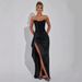 Women's Sexy Sequin Wrap Top With Hip Wrap And Half-Length Slit Long Skirt Casual Elegant Fashion Splicing Design For Winter_ecoleips.com