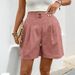 2025s Elastic Waist Solid Color Casual Shorts Versatile Comfortable Korean And Japanese Style Straight-Leg Women's Pants_ecoleips.com