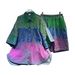 Women's Clothing Heavy Beaded Diamond Gradient Denim Short Sleeve Shirt Top Elastic Waist Denim Shorts Two Piece Set_ecoleips.com