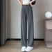 Women's Clothing High Waisted Casual Floor Length Thin Suit Pants For Women Loose Straight Leg Wide Leg Trousers Spring Summer_ecoleips.com