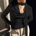AC530 New Cross-Border Knitted Design Halter Neck Long Sleeve Slim Fit Versatile T-Shirt For Layering Or Wearing Alone_ecoleips.com