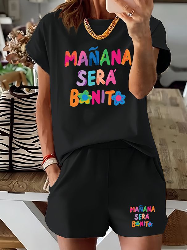 Women’s 2 Piece Outfit Set – Oversized Graphic T-Shirt And Biker Shorts Matching Set, Casual Summer Lounge Tracksuit For Daily Wear-350_ecoleips.com