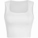 Women's Slim Fit Square Neck Sleeveless Crop Top Stretchy Polyester Basic Tank Top for Casual Elegant Style Black White_ecoleips.com