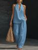 2026 New European And American Style Sleeveless Loose Shoulder Set For Women's Summer Casual Wide Leg Pants, Two Piece Set, Fashionable Trendy Style_ecoleips.com