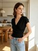 Skin-Friendly Loose Breathable V Neck Knit Top_ecoleips.com