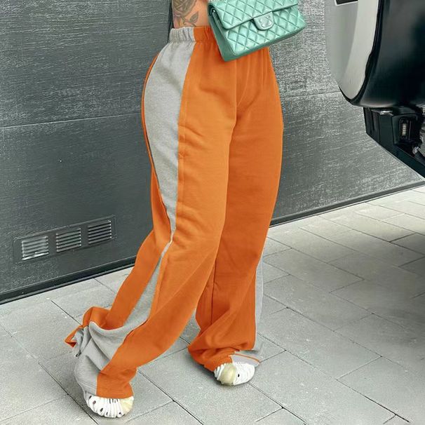 Women's Clothing Spring Autumn Winter Women's Clothing New Elastic Waist Color Matching All Match Straight Wide Leg Sweatpants Women_ecoleips.com