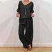 Women's Clothing Casual V Neck Pullover Half Sleeve Plus Pants Multicolor Women's Two Piece Suit_ecoleips.com