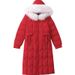Women's Slim Fit Long Padded Coat With Detachable Faux Fur Hood - Lightweight Winter Jacket For Warmth & Style (Black/Red/Beige/Brown)_ecoleips.com