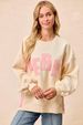 Women's Clothing Christmas Bow Embroidered Side Slit Pullover Sweatshirt - Cozy Casual Long Sleeve Collar Top (White Pink, White Red, Red)_ecoleips.com