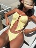 Women's Clothing European American Sexy Two Piece Swimsuit Yellow Bikini Stylish Women's Clothing Swimwear For Hot Springs Beach Vacations_ecoleips.com