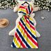Women's Clothing Women's Slimming Long Dress V Neck Colorful Striped Pattern Resort Style Suitable For Commuting Summer Wear_ecoleips.com