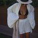 Women's Fashion Two Piece Set Style Cotton Tie Up Long Sleeved Cardigan Top And Shorts_ecoleips.com