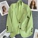 Women's Khaki Blazer Jacket Casual Chic Oversized Single-Breasted Trench Coat Stretch Comfort Fit for Office Daily Wear Spring Autumn_ecoleips.com
