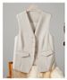 Women's Slim Fit Short Vest Black Spring Autumn New Style Layering Suit Outerwear_ecoleips.com