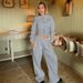 Women's Winter Fashion Solid Color Button Down Cardigan And Sweatshirt Set Casual Two-Piece Style_ecoleips.com