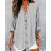 Women's Clothing Autumn And Winter New Casual Fashion Button Striped Long Sleeved Solid Color Shirt_ecoleips.com