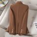 Casual Women's Blazer Korean Style Long Sleeve Professional Suit Jacket For Commuting And Workplace Autumn Winter_ecoleips.com