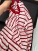 Super Stylish Red Striped Ice Silk Knitted Long-sleeve Sun Protection Shirt Women, Suitable For Early Autumn,_ecoleips.com