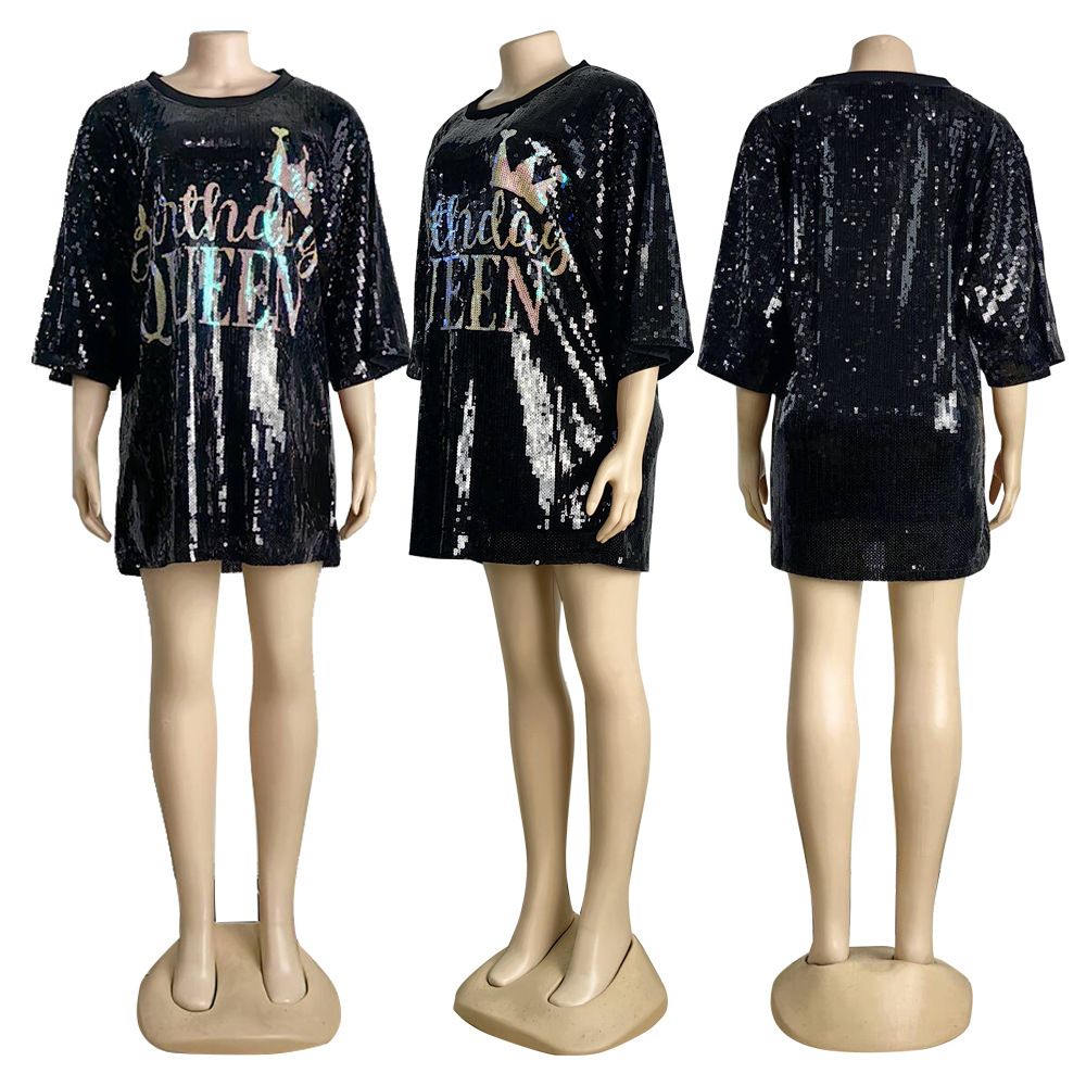 Summer Fashionable Elegant Casual Women's Sequined Midi Dress W0054 New in Stock_ecoleips.com