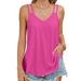 Aria Basics Aria Basics European And American Cross-border Foreign Trade 2024 Spring/summer New Solid Color V-neck Camisole Loose T-shirt_ecoleips.com