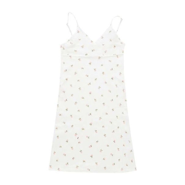 European And American Pure Desire Retro Printed V-neck Dress Women, Summer 2026 New Floral Camisole Dress, Women's_ecoleips.com