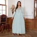 Muslim Robe Women's Simple Embroidered Dress Kaftan Dresses_ecoleips.com