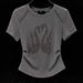 Women's Clothing Summer New Heavy Industry Swan Hot Diamond Gray Short Sleeved T Shirt Women's Ice Silk Breathable Shoulder Niche Top_ecoleips.com