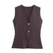 ZA Style Women's New Gold Button Knitted Vest + Small Pleated Patchwork Skirt_ecoleips.com