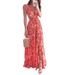 Women's Clothing Sexy Slim-Fit Sleeveless Printed V-Neck Split Dress_ecoleips.com